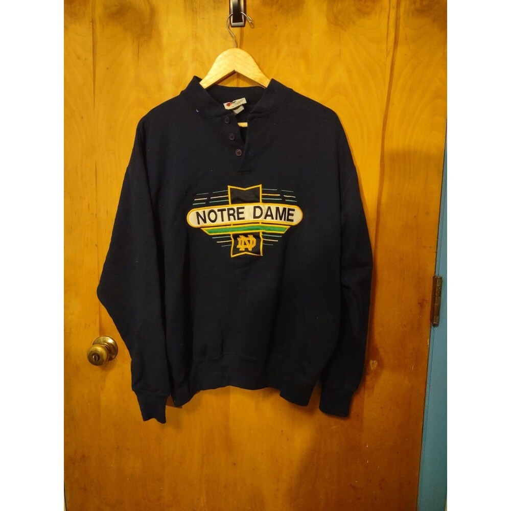 Vintage Midwest Embroidery Notre Dame Irish Sweatshirt Men Size XL Blue
